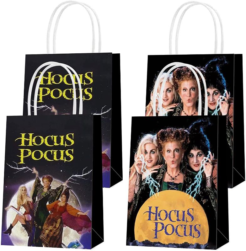 Photo 1 of 16 Pcs Hocus Pocus Party Paper Gift Bags, 2 Styles Party Favor Bags with Handles for Baby Boys Cartoon Fans Hocus Pocus Birthday Party Decorations, Goody Bags Candy Gift Bags
