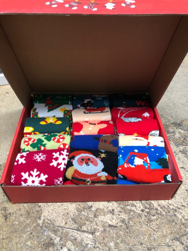 Photo 1 of ETiME 15 Pairs Christmas Holiday Socks Novelty Christmas Gifts Socks Colorful Funny Patterned Socks for Women Girls US 6-11