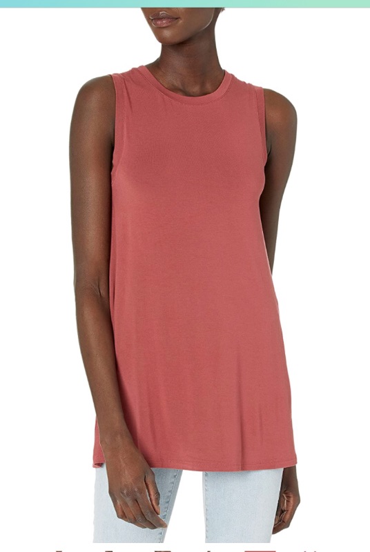 Photo 1 of Amazon Essentials Women's Jersey Relaxed-Fit Muscle-Sleeve Swing Tunic (Previously Daily Ritual) X-LARGE