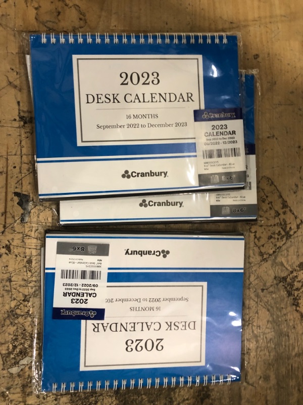 Photo 2 of CRANBURY Small Desk Calendar 2023 - (8x6"), Standing Desk Calendar, Office Calendar 2023, Stand Up Easel Calendar, Perfect Size for Desktop, Includes Stickers Blue 2023 Edition 3 pack 