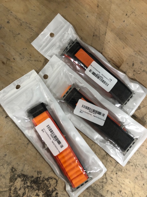 Photo 1 of Trail Loop Watch Band Strap Compatible with Apple Watch 8/7/6/SE/5/4/3/2/1,Alpine Loop Nylon Watch Band for iWatch 38/40/41/42/44/45 Women Men 2 Pack Black/Gray+orange 42mm/44mm/45mm 3 PACK 