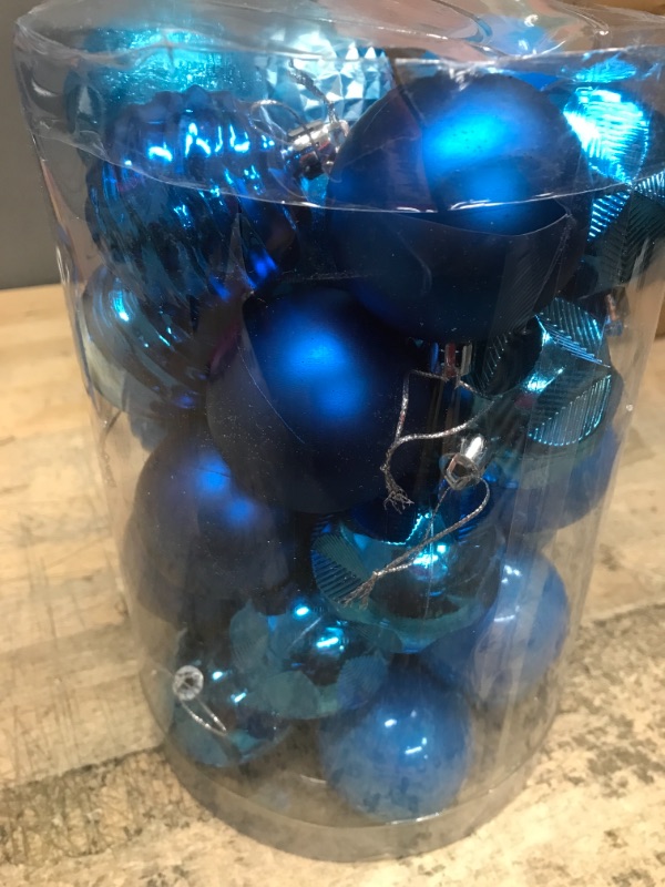 Photo 2 of 34ct Christmas Ball Ornaments Shatterproof Christmas Hanging Tree Decorative Balls for Party Holiday Wedding Decor Blue, 2.36",60mm Blue 2.36 in