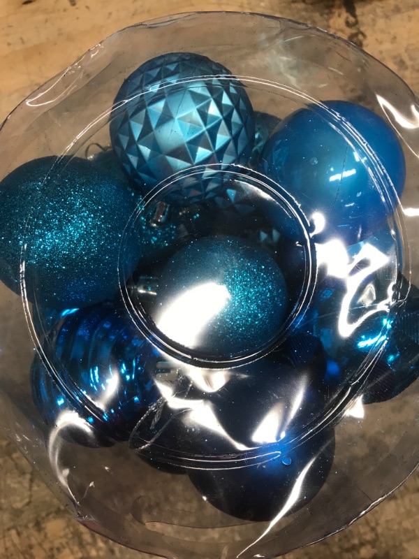 Photo 3 of 34ct Christmas Ball Ornaments Shatterproof Christmas Hanging Tree Decorative Balls for Party Holiday Wedding Decor Blue, 2.36",60mm Blue 2.36 in