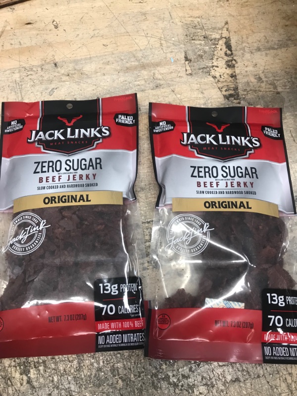 Photo 2 of *** EXP 2/24/2023 *** JACK'S LIMKS BEEF JERKY ZERO SUGAR ( 2 PACK )