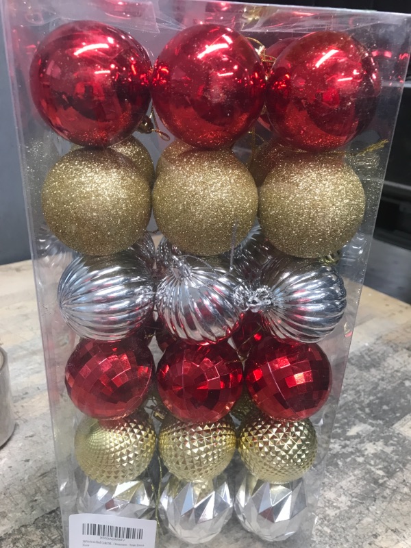 Photo 1 of 36Pcs Christmas Balls Ornaments for Christmas Tree Decorations- 2.36" Red Gold Silver Glitter Shatterproof Plastic Christmas Tree Ball Baubles Ornaments- Xmas Holiday New Year Party Hanging Ornaments