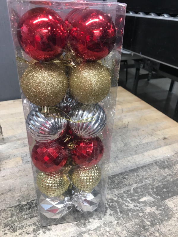 Photo 1 of 36Pcs Christmas Balls Ornaments for Christmas Tree Decorations- 2.36" Red Gold Silver Glitter Shatterproof Plastic Christmas Tree Ball Baubles Ornaments- Xmas Holiday New Year Party Hanging Ornaments