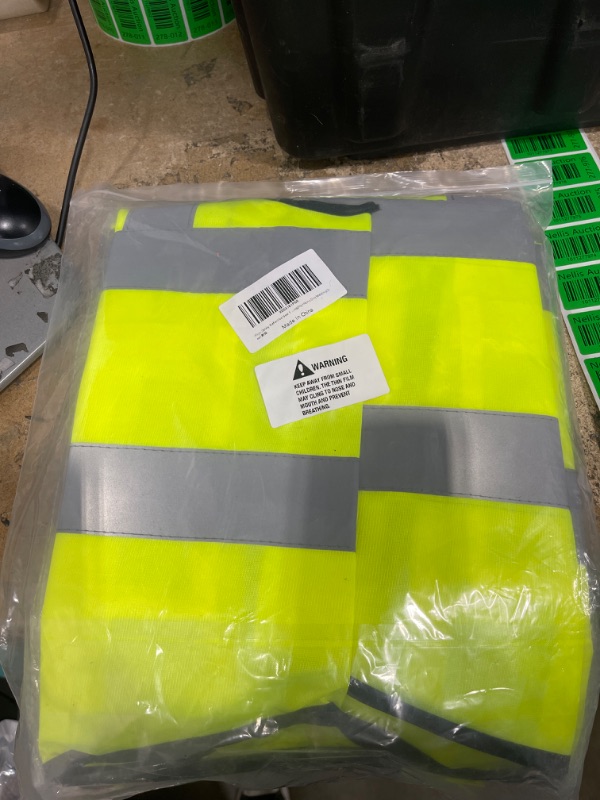 Photo 1 of Reflective Vest Safety Work Gear with Pocket,Neon Yellow High Visibility for Running,Biking,Walking,Men & Women
