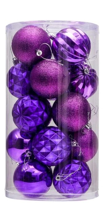 Photo 1 of 20ct Christmas Ball Ornaments Shatterproof Christmas Hanging Tree Decorative Balls for Party Holiday Wedding Decor Purple, 3.15",80mm Purple 3.15 in