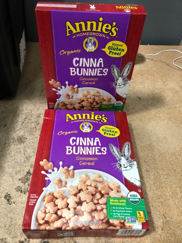 Photo 2 of *EXPIRED Dec 2022*
ANNIE'S HOMEGROWN, Organic Cereal,Cinnabunnies, Size 10 OZ - No Artificial Ingredients GMO Free 95%+ Organic (2 pack)