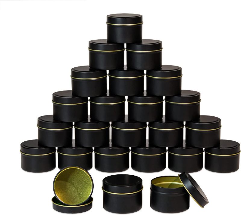 Photo 1 of 
Black Candle Tins 4oz, Bulk Candle Making Tins 24 Piece Candle Containers, Wholesale Candle Jars for Candle Making - More Color Available (Black)
Color:Black