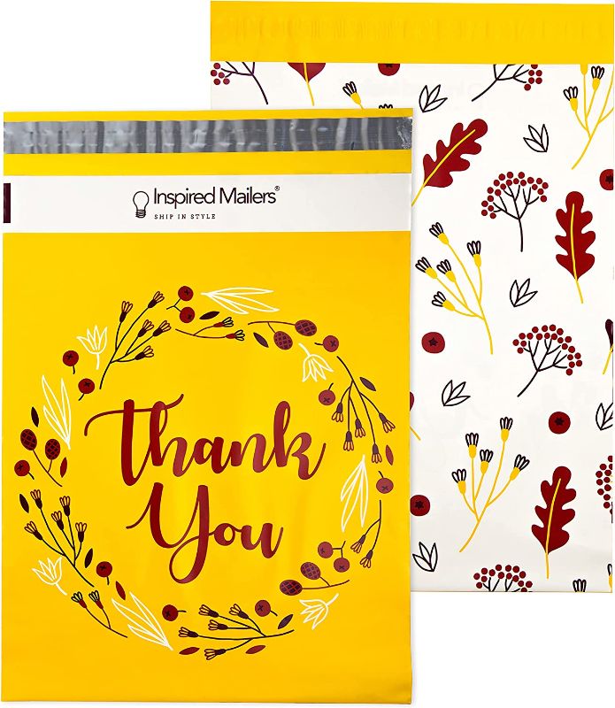 Photo 1 of 
Inspired Mailers - Poly Mailers 10x13 - 100 Pack - Autumn Thank You Poly Mailers - Shipping Bags for Clothing - Fall Shipping Envelopes - Package Bags 