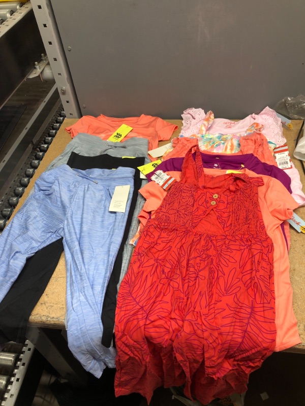 Photo 1 of GIRLS CLOTHING BUNDLE XS (4-5) and S (6/6X), Ten Pieces, Shirts Pants Rompers