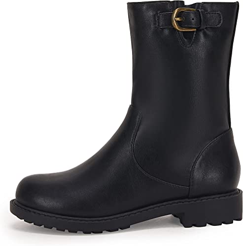 Photo 1 of Girls Lug Sole Platform Boots Round Toe Side Zipper Mid Calf Faux Leather Booties
**SIZE 13 KID**
