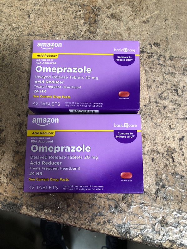 Photo 2 of Amazon Basic Care Omeprazole Delayed Release Tablets 20 mg, Acid Reducer, Treats Frequent Heartburn, 42 Count 2 Pack