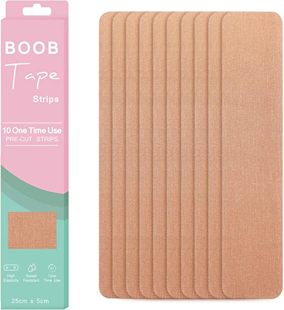 Photo 3 of 10 Pcs Breast Lift Boob Tape Strips for Push up Breasts in Dress, Breathable Chest Support Boobytape for Large Breast, 2In * 9.9In (10Pcs Nude) (BUNDLE OF THREE)