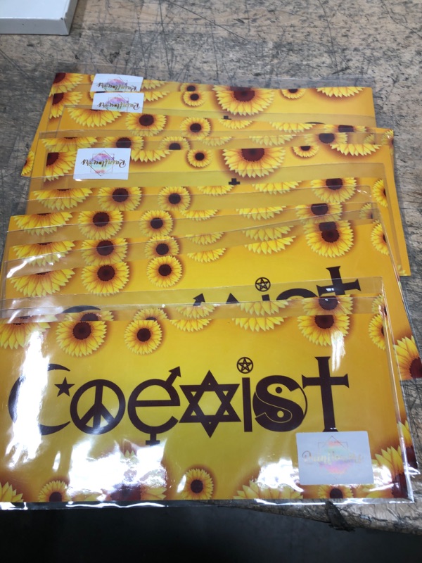 Photo 2 of 11 pack  ---- Rainflowers Coexist Bumper Stickers (10" x 13") - Pride Stuff Car Stickers - Decal with Sunflowers - Great Stocking Stuffer - Girly Car Decor Accessories - Funny Stickers - Aesthetic Locker Decor - Works as Bumper Stickers or Window Sticker 