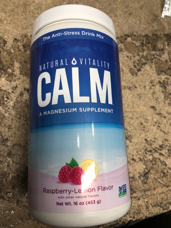 Photo 2 of *** EXP 01/2025 *** Natural Vitality Calm, Magnesium Citrate Supplement, Anti-Stress Drink Mix Powder - Gluten Free, Vegan, & Non-GMO, Raspberry Lemon, 16 oz