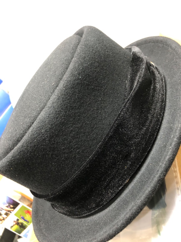 Photo 2 of Men's Women Crushable Pork Pie Fedora Hats 100% Wool Felt Porkpie Hats equiped a Grosgrain Ribbon with a Bow
