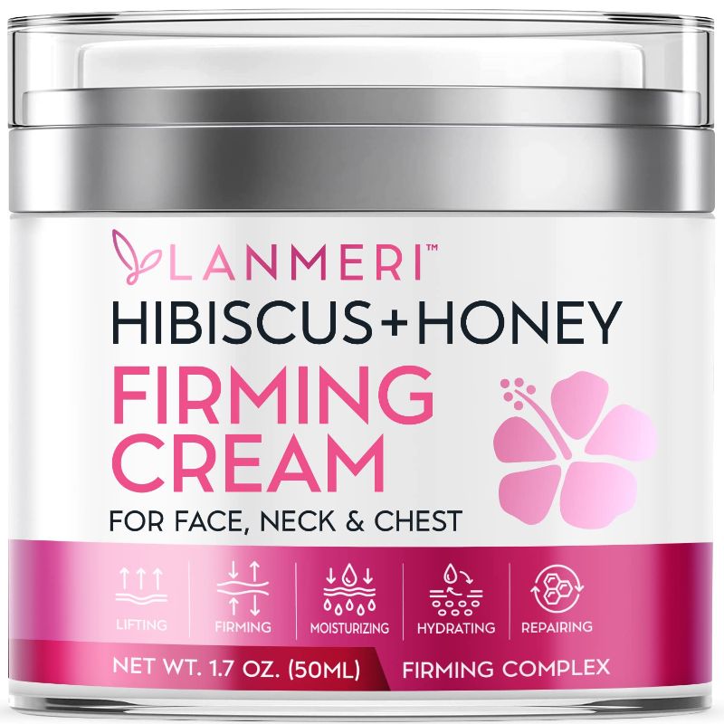 Photo 1 of **EXP DATE: 8/4/25**
Hibiscus and Honey Firming Cream - Neck Firming Cream - Skin Tightening Cream for Face & Body - Double Chin Reducer - Anti-Wrinkle Facial Moisturizer with Collagen - Formulated with Hibiscus Extract, Honey, Jojoba Oil, and Other Natur