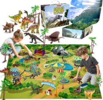 Photo 1 of Dinosaur Toys for Kids Toys - 9 Realistic Dinosaurs Figures with Activity Play Mat &amp; Trees | Kids Dinosaur Toys | Dinosaur Toy | Dinosaur Toys for Kids 3-5 5-7 | Dino Toys Kid Toys | Toddler Boy Toys
