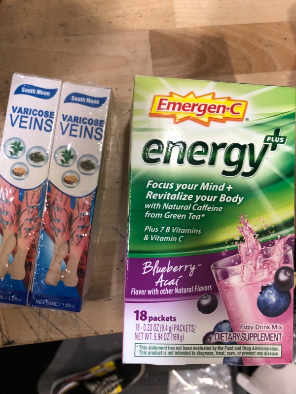 Photo 3 of 2 pack MAITING Veinhealing Varicose Veins Treatment Spray, Veinhealing Varicose Veins Spray, Vein Healing Varicose Veins Treatment Spray, 30ml (2Pcs) and Emergen-C Energy Plus Energy Drink Mix Blueberry Acai Flavor 18 Ct exp may 2023