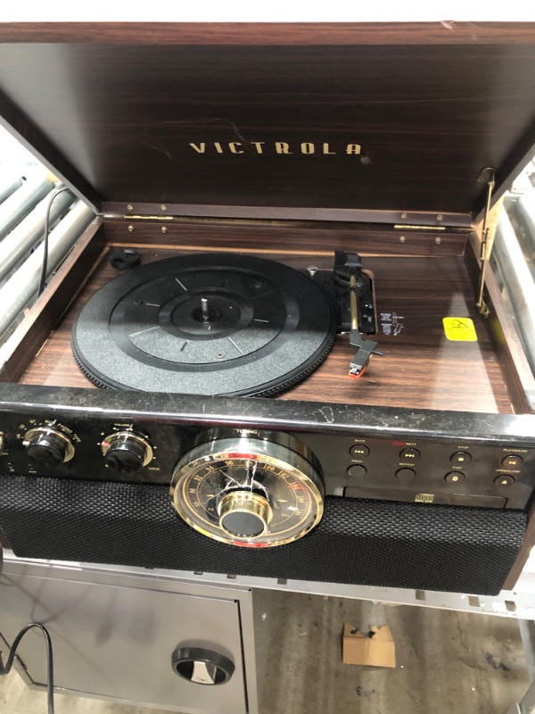 Photo 3 of Victrola VTA-270B-FNT Empire Bluetooth 6 In 1 Music Center (33/45/78) (Farmhouse Walnut) Farmhouse Walnut Record Player