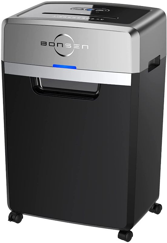 Photo 1 of BONSEN Heavy Duty Paper Shredder, 24-Sheet Cross-Cut Shredder, 40-Min Continuous Running Time, Commercial Grade Shredder for Office, 9-Gallon Big Basket, 55dB Super Quiet, P-4 High Security (S3105)
