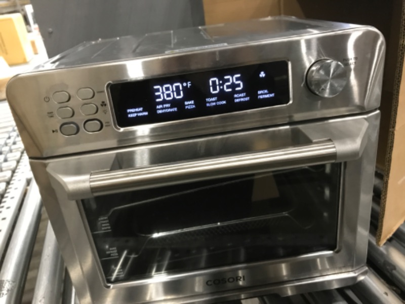 Photo 2 of ****TESTED/ TURNS ON** COSORI Air Fryer Toaster Oven Combo, 12-in-1 Convection Ovens Countertop, Stainless Steel, Smart, 6-Slice Toast, 12-inch Pizza, with Bake, Roast, Broil, 75 Recipes&Accessories Tray, Basket, 26.4QT 25L+Air fryer stainless steel