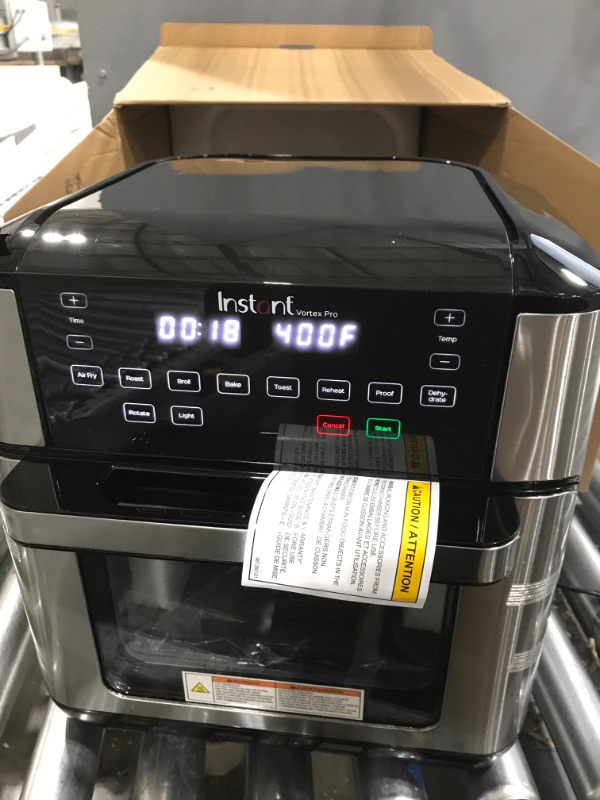 Photo 1 of ****TESTED/ TURNS ON*** Instant Vortex Pro Air Fryer, 10 Quart, 9-in-1 Rotisserie and Convection Oven, From the Makers of Instant Pot with EvenCrisp Technology, App With Over 100 Recipes, 1500W, Stainless Steel 10QT Vortex Pro
