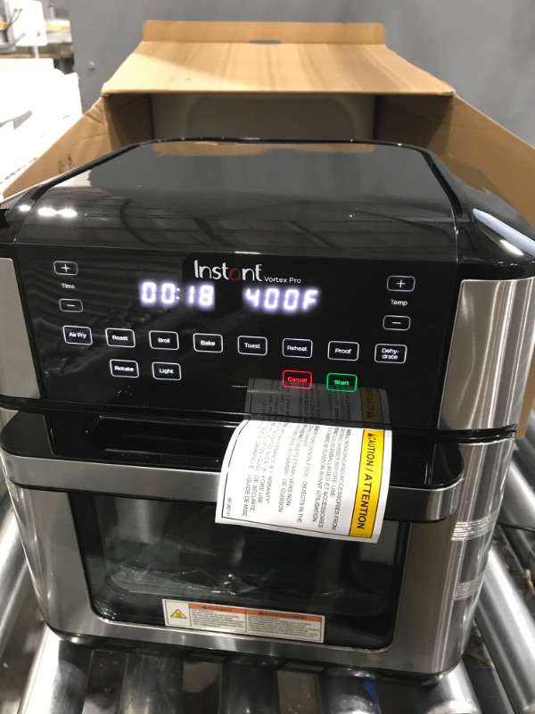 Photo 2 of ****TESTED/ TURNS ON*** Instant Vortex Pro Air Fryer, 10 Quart, 9-in-1 Rotisserie and Convection Oven, From the Makers of Instant Pot with EvenCrisp Technology, App With Over 100 Recipes, 1500W, Stainless Steel 10QT Vortex Pro