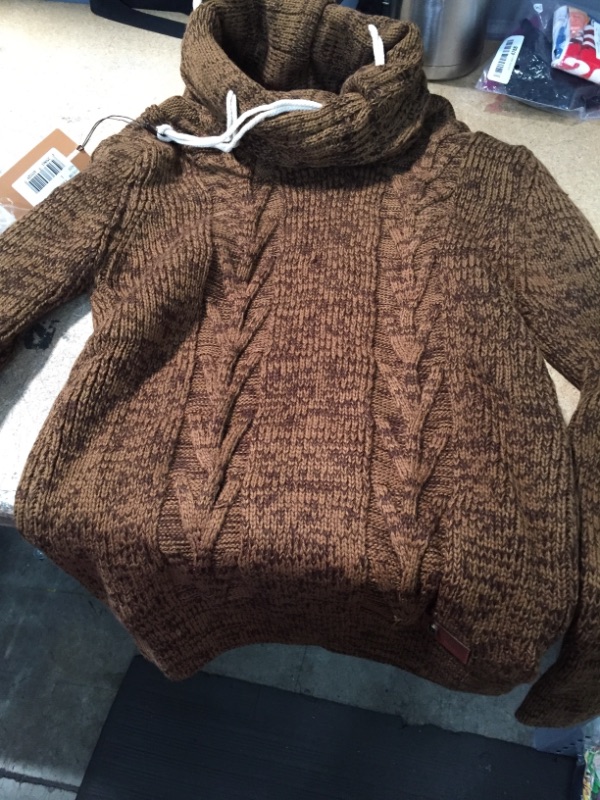 Photo 2 of Leif Nelson LN7135 Men's Knitted Turtleneck Pullover; Size US L, Camel Brown
