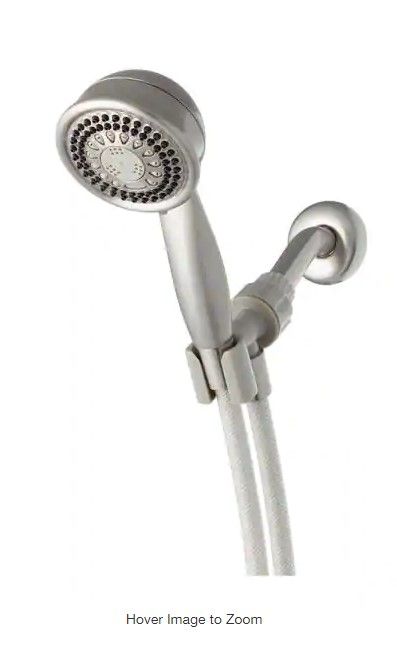 Photo 1 of 5-Spray 3.5 in. Single Wall Mount 1.8 GPM Handheld Adjustable Shower Head in Brushed Nickel
