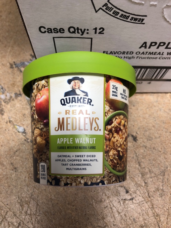 Photo 1 of **EXPIRED 05/17/2022*- NO REFUNDS/RETURNS*- Quaker Real Medleys Apple Walnut Oatmeal+, 2.64 Oz (Pack of 12)
