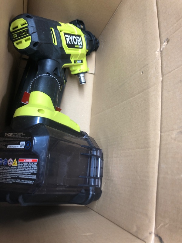 Photo 2 of ***INCOMPLETE*** RYOBI 40-Volt HP Brushless EZClean 600 PSI 0.7 GPM Cold Water Power Cleaner with 2.0 Ah Battery
*SEE CLERK PHOTOS*