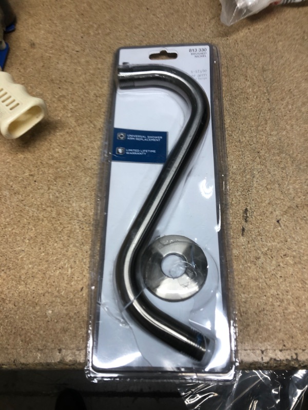 Photo 1 of 11 in. S-Style Shower Arm and Flange in Brushed Nickel

