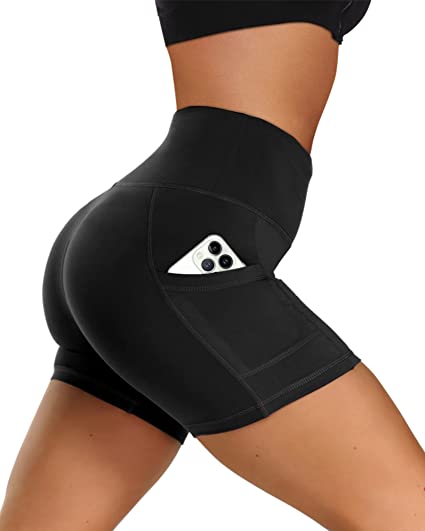 Photo 1 of  Biker Shorts with Pockets for Women – High Waisted Tummy Control Soft Workout Shorts for Yoga Athletic Running Cycling XL