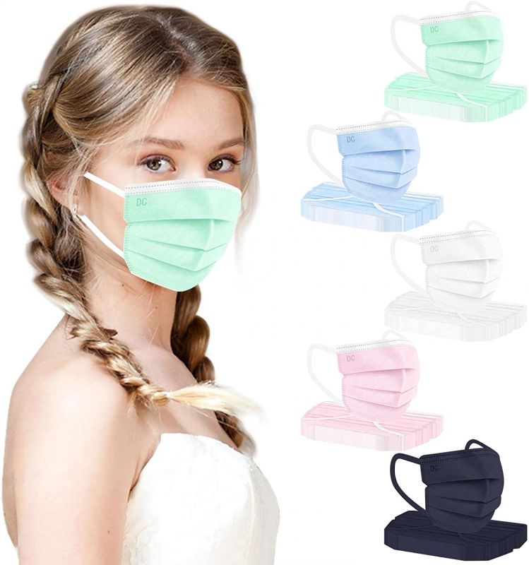 Photo 1 of 50PCS Individually Wrapped Face_Masks for Adults, 3-Ply Breathable Cool Dust Mask with Ear Loop for Adults Working Travel