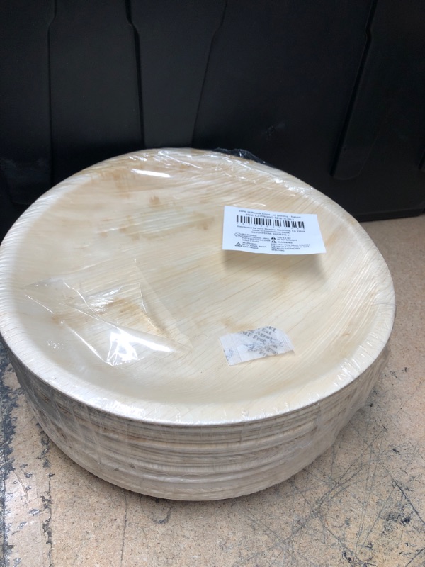 Photo 2 of 24 Pack Round Palm Leaf Plates for Rustic Disposable Dinnerware Party Supplies, 10 inch
