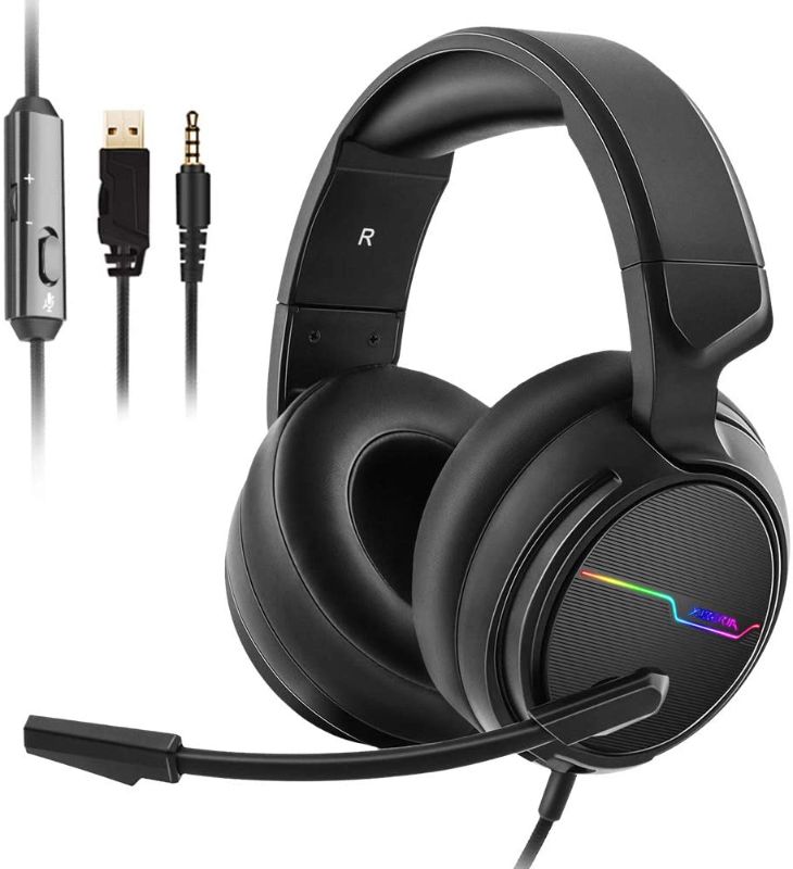 Photo 1 of Jeecoo Xiberia Stereo Gaming Headset for PS4 PS5 Xbox One S- Over Ear Headphones with Noise Cancelling Microphone - LED Light Soft Earmuffs for PC Laptops Mobiles
