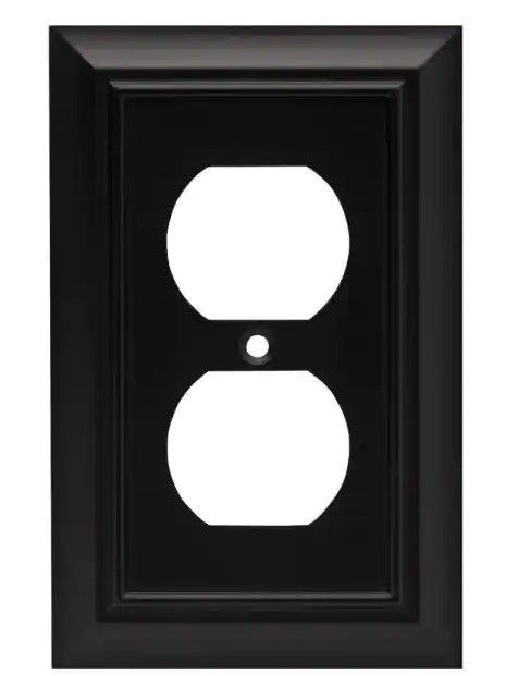 Photo 1 of ** SETS OF 4**
Black 1-Gang Duplex Outlet Wall Plate (1-Pack)