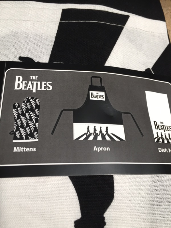 Photo 2 of Bioworld The Beatles Abbey Road Kitchen Textile 3pc Gift Set: Apron, Oven Mitt & Towel