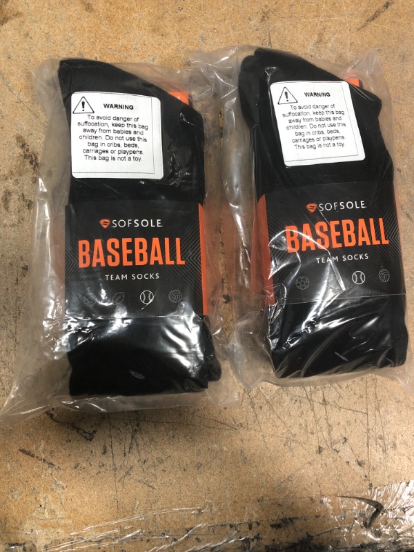 Photo 2 of 2 Packs of Sof Sole Team Performance Adults' Baseball Socks Medium Black - Team Socks at Academy Sports, 4 Pairs Total