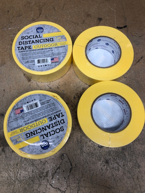 Photo 2 of 4 Packs of OUTDOOR Social Distancing Tape, 1.88" X 60 Yd, Yellow (Single Roll)