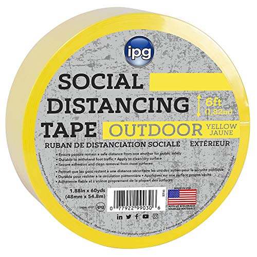 Photo 1 of 4 Packs of OUTDOOR Social Distancing Tape, 1.88" X 60 Yd, Yellow (Single Roll)