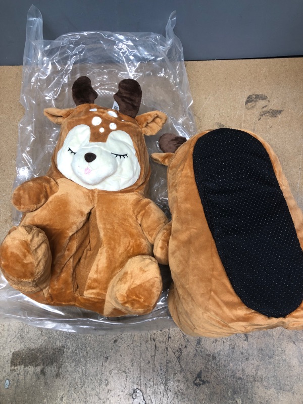 Photo 1 of (Brown, M) Cute Deer Slippers Fluffy Big 