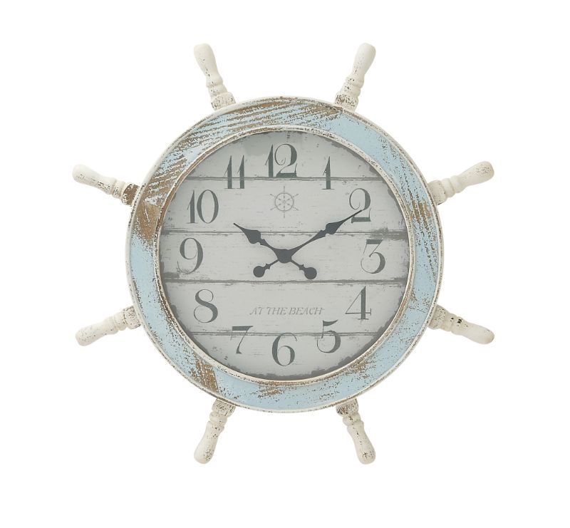 Photo 1 of 18 1/2" DecMode Indoor 28 D Blue Analog Round Coastal Wall Clock, Large