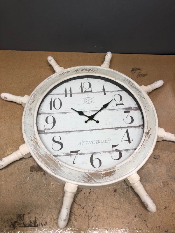 Photo 1 of 18 1/2" DecMode Indoor 28 D Blue Analog Round Coastal Wall Clock, Large