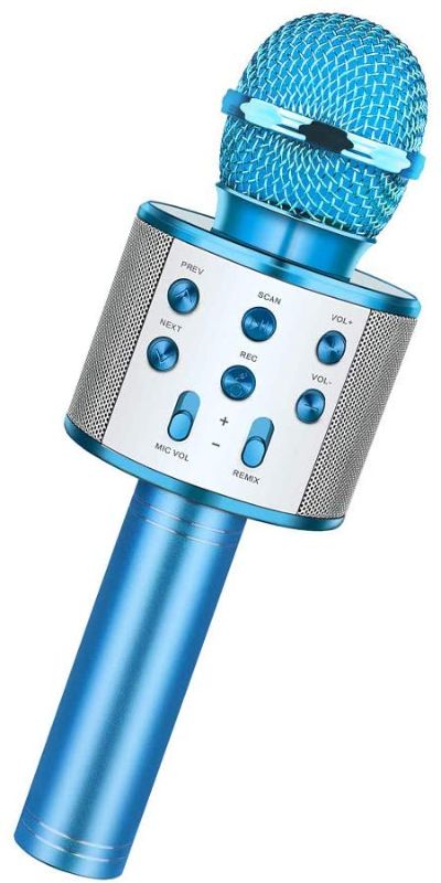 Photo 1 of Wireless Bluetooth Karaoke Microphone,Rechargeable Kids Microphone Karaoke Machine,Professional Handheld Karaoke Mic Speaker Home KTV Kids Birthday Party - Best Gifts for Kids Adults (Blue)
