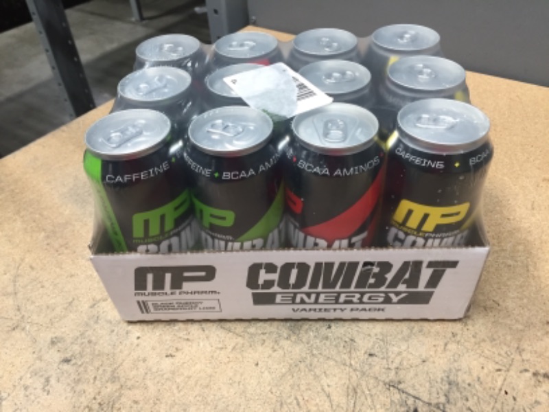 Photo 2 of **NON REFUNDABLE**MusclePharm Combat Energy Drink 16oz (Pack of 12) Variety Pack - Grapefruit Lime, Green Apple & Black Cherry - Sugar Free Calories Free - Perfectly Carbonated with No Artificial Colors or Dyes
