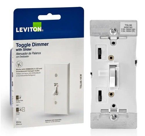 Photo 1 of Leviton 300-Watt Dimmable LED/CFL 600-Watt Incandescent and Halogen Toggle Slide Universal Dimmer, White